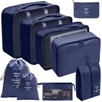 Ensemble de 9 cubes de rangement en PVC pour bagages de voyage, organiseurs de voyage, sacs de rangement, motif carré