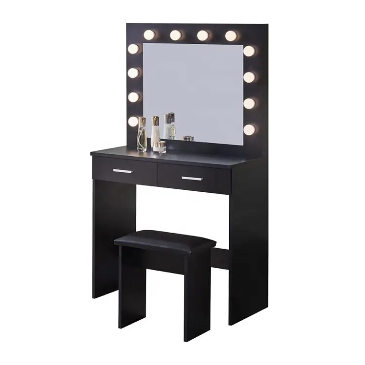 Dressing Table Wholesale Dresser Makeup Drawers with Mirror And Stool Mirrored Dresser Mirrored Vanity Table