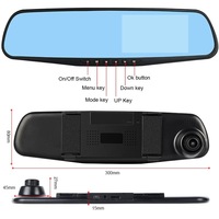 1080p rétroviseur enregistreur de voiture Streaming Dash Camera 4.19 pouces écran double caméra Vision nocturne voiture dashcam enregistreur de conduite
