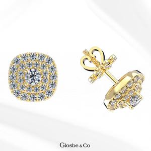 Customized OEM/ODM Natural Diamond <b>Halo</b> Stud <b>Earrings</b> 5mm Fine Jewelry Luxury Classic Elegant Women - Product Image 1