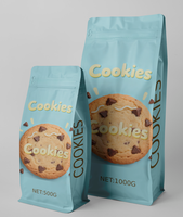 Sachet d'Emballage Personnalisé Imprimé 500g 1000g pour Biscuits et Snacks, Pochette Ziplock en Plastique à Fond Plat pour Alimentaire