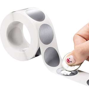 Tamaño <span class=keywords><strong>de</strong></span> La Moneda 1 "Círculo <span class=keywords><strong>de</strong></span> plata rascar pegatinas autopelables etiquetas pegatinas para tarjetas para rascar <span class=keywords><strong>palo</strong></span> DIY etiquetas rollo - Product Image 2