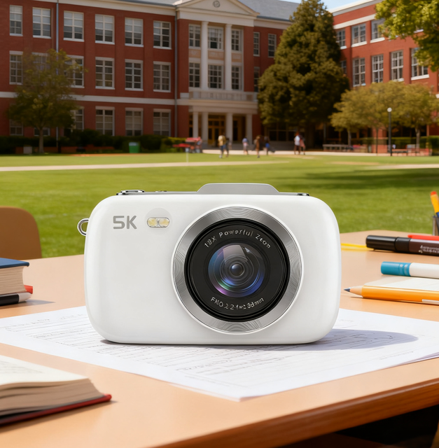 Ultra HD 5K Compact Digital Camera with up to 18x Zoom LED Fill Light SD Card Storage for Student Video Photography