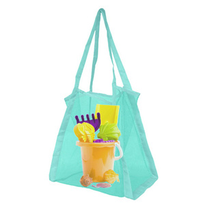 Sac <span class=keywords><strong>à</strong></span> main portable en nylon maillé pour le tri du linge de voyage, les <span class=keywords><strong>courses</strong></span> et le rangement d'accessoires de plage - Product Image 6