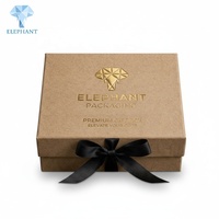 Boîte à biscuits en papier kraft brun personnalisée avec motif d'éléphant, boîte rigide magnétique de qualité alimentaire avec séparateurs pour macarons, chocolats, emballages de pâtisserie