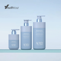 Bouteille de shampoing, après-shampoing, gel douche, savon liquide en PET au toucher doux de luxe, nouvelle conception ISO9300 YZF, 250 ml/500 ml/750 ml, impression sur écran