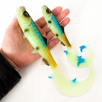 Leurre souple de pêche Spinpoler Firebomb 17,5 cm 22 cm, Swimbait à longue queue ondulée, pour gros brochet, action nageuse séduisante, type Grub, Jig