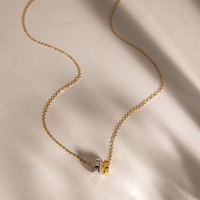 Collier pendentif triple anneau entrelacé bicolore en acier inoxydable plaqué or 18 carats, étanche, bijoux tendance pour femmes