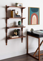 Étagère murale multifonction à 2 niveaux en bois, grande capacité de rangement, en acier inoxydable, pour chambre à coucher, salle de bain, salon, cuisine, bureau