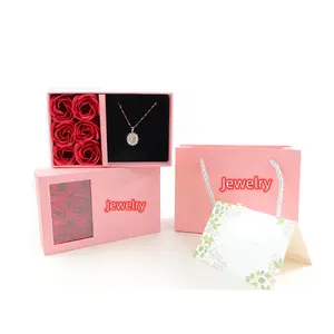 2023 Hari Valentine Panas Sabun Bunga Mawar Hadiah Kotak Kemasan Kardus Selamanya Cinta Perhiasan Set Hadiah Kotak Jendela