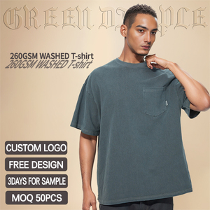 T-shirt surdimensionné à manches courtes double couche délavé à l'acide, coupe ample, personnalisé, avec logo brodé et épaules tombantes, en tissu épais, pour OEM - Product Image 2