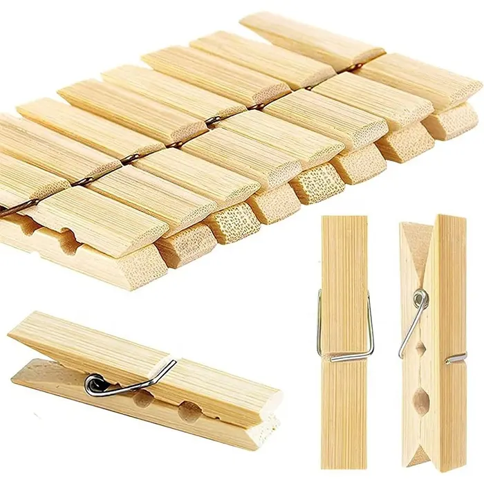 20 pcs Bamboo Clothespins Clothes Pins Heavy Duty Outdoor Springs Crafts Picture Baby Hanging Clothes Wood Clothe pegs nature
