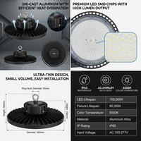 Projecteur LED UFO de haute qualité 150W 200W 250W pour entrepôt, usine, zone industrielle