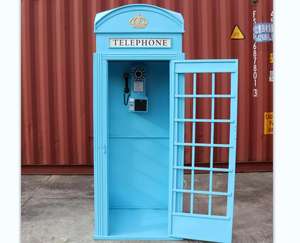 كبير في الهواء الطلق الأوروبي خمر ريترو معدن البخار OEM كشك الهاتف الحديد كابينة حمراء كشك الهاتف لبار ديسكو الديكور - Product Image 3