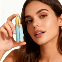 Flacon de parfum miniature rond personnalisable de 5 ml avec couvercle en cuir, pulvérisateur à pompe, revêtement UV, OEM/ODM, portable et rechargeable