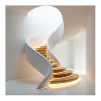 Marches d'escalier en spirale en marbre beige naturel au design moderne pour la décoration intérieure d'appartements
