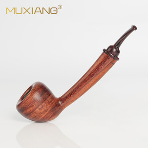 Muxiang Rosewood Smoking Pipe Bent Type Solid Wood Tobacco Pipe With Rubber Mouthpiece - Product Image 1