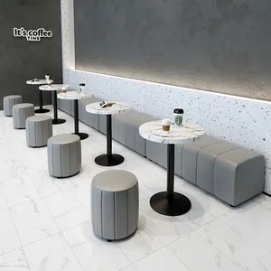 Cabina da parete per ristorante personalizzata divano da tè al latte tavolo e sedie negozio di caffè tavolo in marmo area di riposo cabina da bar in stile industriale