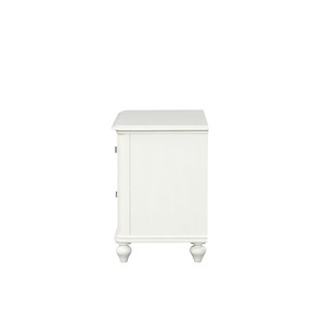 Table de chevet de style côtier avec tiroirs à queue de pie, finition blanc antique, meubles de chambre à coucher - Product Image 4