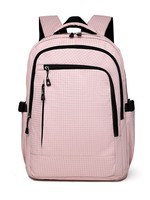 Sac à dos unisexe coréen à carreaux en polyester imperméable avec fermeture éclair et coussin d'air, idéal pour l'extérieur, les affaires, l'ordinateur et l'école - Grande Vente