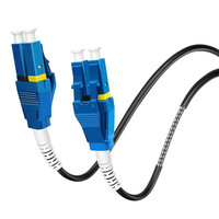 Câble de brassage fibre optique blindé Uniboot LC UPC de haute qualité, monomode duplex, 9/125µm (compatible OS1/OS2), LSZH noir, 1m