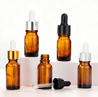 Flacon compte-gouttes en verre vert de plusieurs tailles, bouchon pipette noir opaque, pour huiles essentielles, sérum facial, contenant cosmétique vide