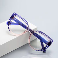 Monture de lunettes optiques Partagas Cat Eye avec charnières à ressort et branches à fixation par broche, style anti-lumière bleue, pour femmes