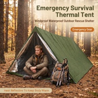 Tente tubulaire d'urgence légère pour 2 personnes, abri de survie en film polyester imperméable pour le camping en plein air