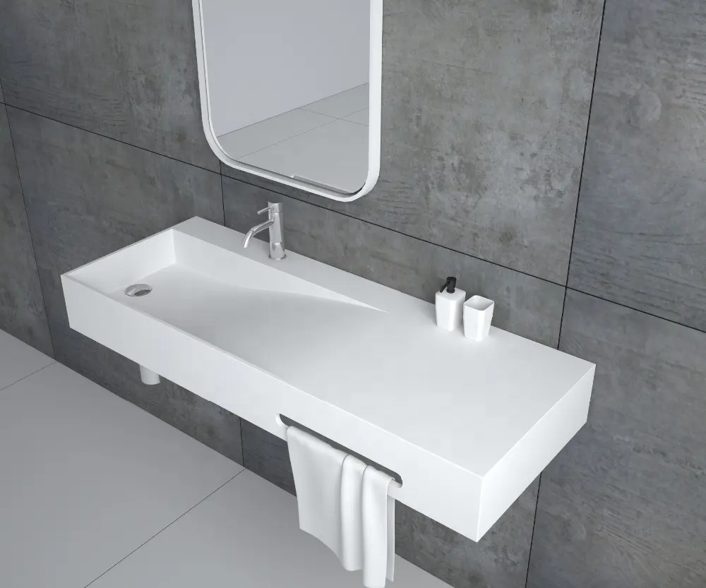 Corians衛生陶器人工石バスルームシンク、壁掛け式洗面台