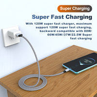 Kabel data pengisi daya cepat, kabel usb kepang nilon 3m abu-abu, Tipe c untuk ponsel pintar