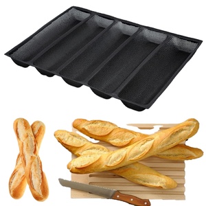 Moules à hot-dogs en silicone, moules à pain, plateaux de cuisson antiadhésifs pour le grillage des pains, 5 pains, moule à pain en silicone perforé antiadhésif - Product Image 4