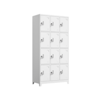 Casier en acier à 12 portes, armoire de rangement métallique avec serrures individuelles, anti-corrosion, pour personnel d'usine, salle de sport, école