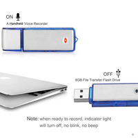 Precio barato de fábrica 8GB Micro USB Grabadora de voz Reducción de ruido Dispositivo de grabación USB con 96 horas de grabación
