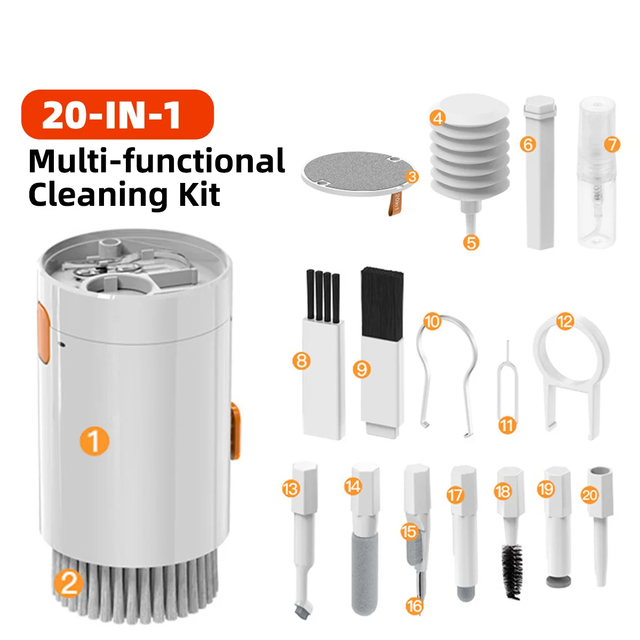 20 in 1 Cleaning Kit for Computer Keyboard Headphone Keycap Cleaner Kit for Camera Laptop Mobil Phone Cleaning Tool