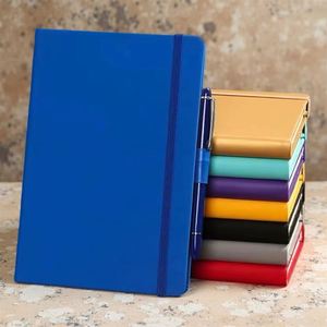 Carnet en cuir A4 A5 A6 personnalisé avec pages intérieures, reliure et sangle élastique, couverture en PU – Cadeau promotionnel - Product Image 1