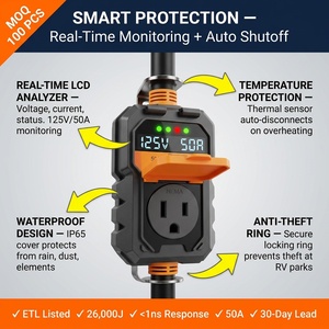 Analizador de circuitos RV 26000J con protector contra sobretensiones 50A, monitor de voltaje y corriente LED en tiempo real, FCC IP65, antirrobo, reinicio automático para caravanas - Product Image 3