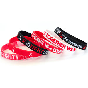 Logotipo personalizado Cinta roja Prevención del VIH Pulsera de silicona Promoción DE LA SALUD Sensibilización Pulsera de goma para uso en eventos - Product Image 3