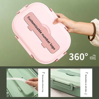Boîte à lunch bento en acier inoxydable 1000ml 1500ml à 3/4/5 compartiments, couvercles PP anti-fuite, récipient alimentaire en métal pour l'école et le bureau