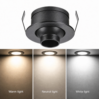 Lampe LED encastrée pour armoire 1W OEM/ODM CRI90 USA Aluminium Noir Découpe 30mm 25mm pour Maison Hôtel