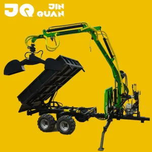 핫 세일!! Anhnger mit kran JQ 3 tons atv 가솔린 엔진 로그 트레일러 팁 드럼 목재 트레일러 판매