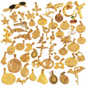 Colgante de oro personalizado, corona de acero inoxidable, accesorios de joyería, mujeres, hombres, San Cristóbal, Medusa, Encanto, Ángel, rosa, colgante de flor - Product Image 5