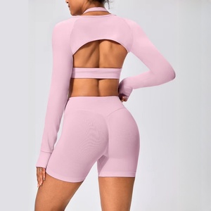 Phụ nữ nhún vai phụ nữ thể thao Yoga Crop Tops tập thể dục Yoga tập thể dục dài tay áo vai nhún vai cho phụ nữ - Product Image 1