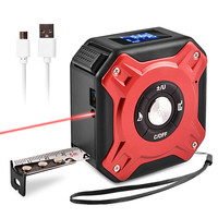 Télémètre laser industriel 131,2 pieds/40 m de portée, matériau en alliage, précision de 2 mm, charge USB, écran LCD numérique, rouge