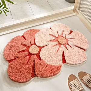 Tapis de porte absorbant et résistant à l'usure pour salle de bain et chambre, aspect cachemire, motif imprimé <span class=keywords><strong>Alien</strong></span> et petites fleurs fraîches HAPPY - Product Image 3