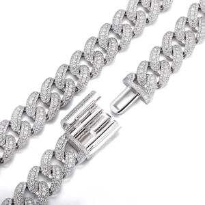 Hip-hop <span class=keywords><strong>Rap</strong></span> Style chaîne cubaine 10k or blanc 15mm laboratoire diamant grand lien cubain hommes bijoux Performance fête cadeau collier - Product Image 5