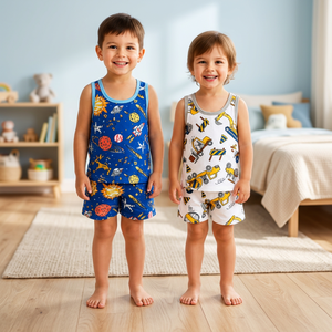 Conjunto de Verano para Niños Yantex, 2 Piezas, 100% Algodón Suprem, Camiseta sin Mangas y Pantalones Cortos Estampados, Transpirable, Ligero, Cómodo y Suave - Product Image 3