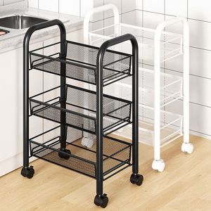 Chariot de rangement de cuisine Tomizawa à 3 niveaux en métal grillagé sur roulettes pour l'organisation du garde-manger - Product Image 2