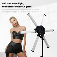 Nouveauté : Anneau lumineux LED 54W 26 pouces pour vidéo et photographie, lampe de remplissage à six bras avec trépied, lumière de maquillage pour diffusion en direct, IP65