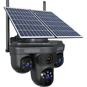 360 °   Caméra de sécurité panoramique PTZ solaire avec vision nocturne couleur, suivi automatique et alarme, pour la maison, réseau 4G, caméra CCTV - Product Image 1