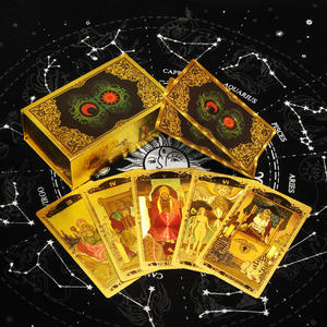 Cartas de lámina de oro lujosas personalizadas <span class=keywords><strong>Tarot</strong></span> lámina de oro y negro 2 cubiertas Waite <span class=keywords><strong>Tarot</strong></span> caja de madera cartas de <span class=keywords><strong>Tarot</strong></span> - Product Image 1